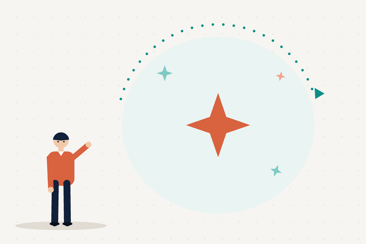 Illustration of a person and AI working together in a loop