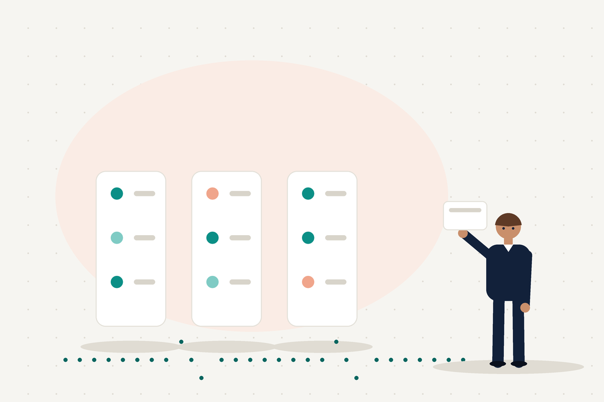 Illustration of monitored servers with a support person on hand